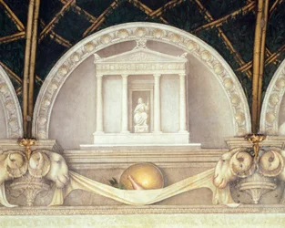 Lunette Showing Temple or Jupiter, Fresco by Antonio Allegri Da Correggio, Abbess
