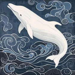 Dolphin in a Surreal Blue Background