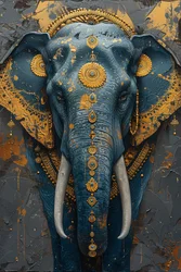 Abstract Painting Majestic Blue Indian Elephant
