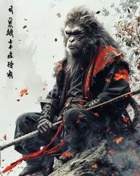 Samurai monkey illustration