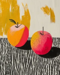Apple Fruit and Plant Botanical Painting