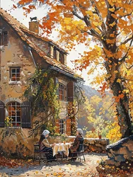 People in Front of an Old Traditional Italian House in the Middle of Nature