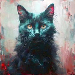 A Black Cat with Yellow Eyes