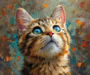 A Cute Cat with Blue Eyes Looking Up