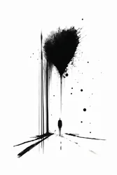 Abstract Black & White Conceptual Art Silhouette of Solitude