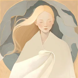 Abstract Painting of a White Blonde Woman in White