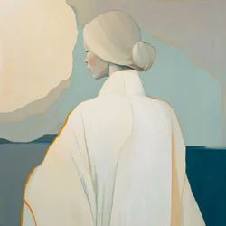 Abstract Portrait Fair-Haired Girl in White