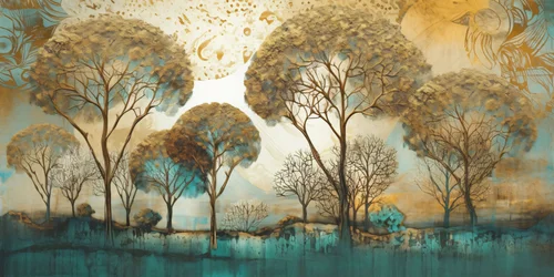 Surrealist Abstract in Soft Tones, Tree Landscape