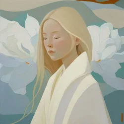 Beautiful Fair-Haired Woman in White