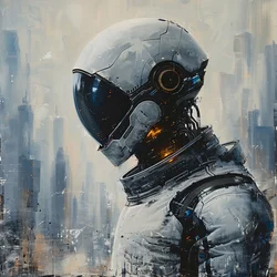 A man in a white space suit with a helmet