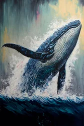 Abstract humpback whale breaching above