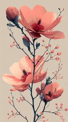 White Pink Roses on White Background