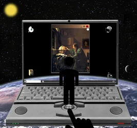 "Seit Kopernikus rollt der Mensch aus dem Zentrum ins X" (aus der Serie: Windows)