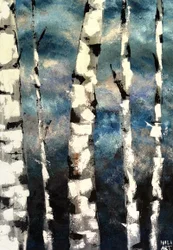 Birches in Blue