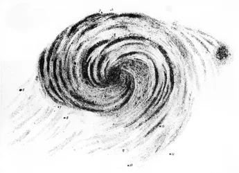 Observation of a Spiral Galaxy in Canes Venatici Drawn by Lord Rosse, 1850
