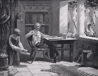 Xenophon dictating his history, illustration from 
