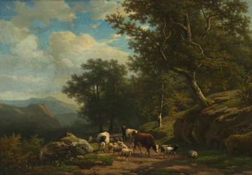 Landscape with a Peasant and His Flock, c.1850-59