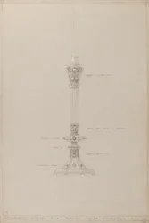 Childrens Chapel: proposed silver candlestick, actual size