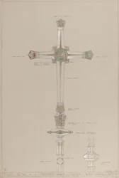 High Altar: proposed gold and silver processional cross, actual size