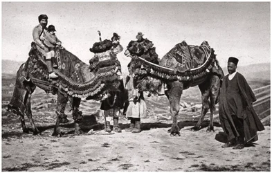 Pilgrims with their camels on their way to Karbala, Iraq, 1925