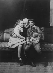 Victor Hugo (1802-85) and his grandchildren Georges and Jeanne, 1881
