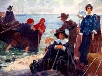 A Band of Exiles Moor Their Bark on the Wild New England Shore