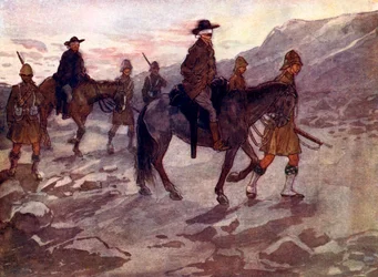 The Boer leaders were blindfolded and guarded by soldiers of the Black Watch, 1902, 1905.