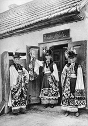 Young priests in costume in rural Hungary