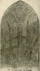 Architectural drawing: view of organ screen and antichapel