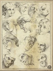 13 Sketches of Various Faces