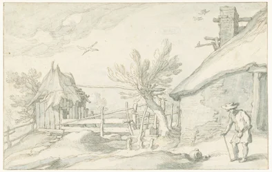 Farmyard with Farmhouse and Barn