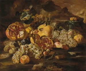 Pomegranates and Other Fruit in a Landscape