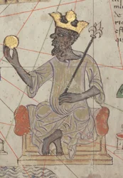 Detail from the Catalan Atlas, Sheet 6, showing Mansa Musa enthroned, 1375