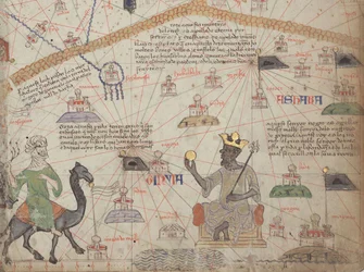 Detail from the Catalan Atlas, Sheet 6, Showing the Western Sahara and Mansa Musa