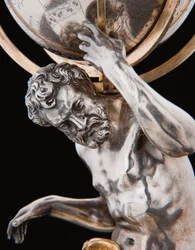 Two exceptional terrestrial and celestial globes, supported by Hercules and Atlas, Augsburg