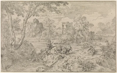Arcadian Landscape with Goat Herder