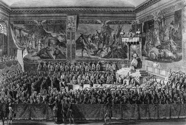First of the French Revolution: Bed of Justice held in Versailles on 6 August 1787 by the King of France Louis XVI