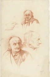 Three Studies of the Head of an Old Man and a Hand