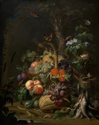 Still Life with Fruit, Fish, and a Nest, c. 1675