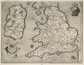 Map of England, Wales and Ireland, Theatrum Orbis Terrarum by Abraham Ortelius