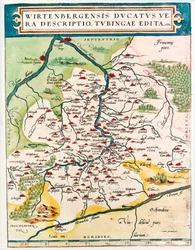 Geography Map of Baden-Wuerttemberg Territory of Germany Taken from Theatrum Orbis Terrarum by Abraham Ortelius