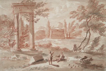 Landscape with Tomb, Ruins, and Figures