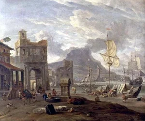 Sea Port with Large and Small Ships