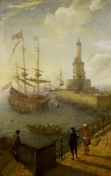 A Spanish Three-Masted Ship Anchored Off the Coast of Naples