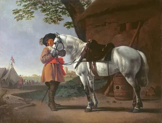 A Cavalier with a Grey Horse