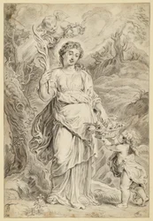 Saint Dorothea, holding a palm branch in her right hand