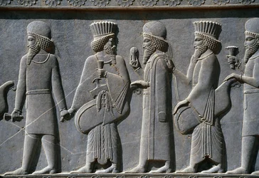 Detail from a processional frieze on East side of the Apadana Palace, Persepolis, Iran, c.518-465 BC