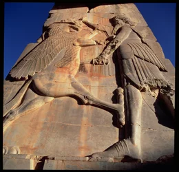 Idealised hero-king, presumed to be Xerxes, Stabbing a Monster (detail)