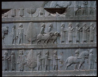 View of the reliefs of eastern stairs