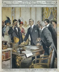 American President Woodrow Wilson Sets Off Detonation Telegraphically Which Demolished Last Barrier to Panama Canal